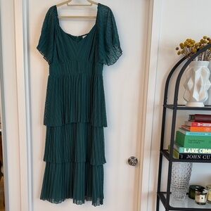 Elegant Teal Tiered Wedding Guest Dress Brand - One Loved Babe